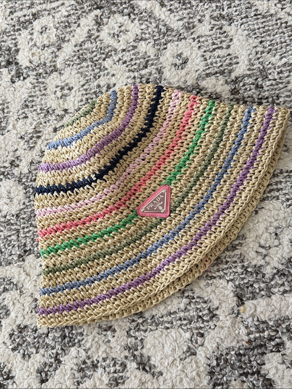 Summer Straw Raffia Striped Bucket Hat NWT